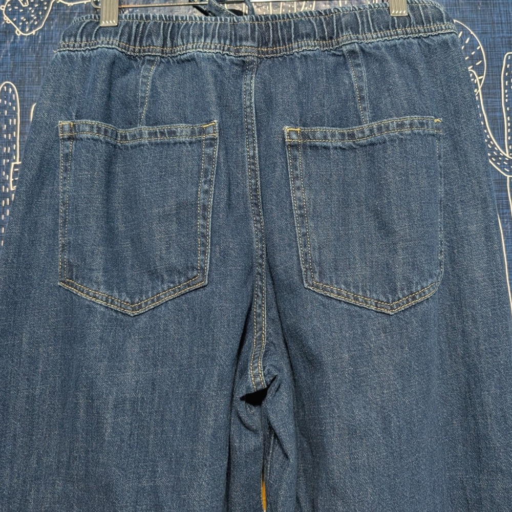 Gap Mid Rise Horseshoe Blue Denim Pull On Drawstring Jeans Small - Picture 6 of 8